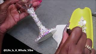 DOLLAR TREE DIY WEDDING GIFT  RHINESTONE amp PEARL TOASTING FLUTES [upl. by Femi]