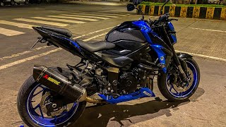 Suzuki GSX S 750 Akrapovic exhaust Flyby and rolling sound [upl. by Verile]