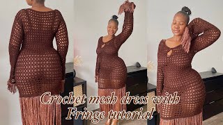 Crochet mesh dress tutorial  Beach coverup dress Mihankushea [upl. by Yup]