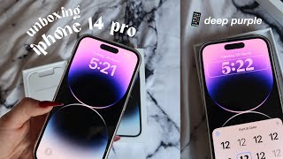 unboxing iphone 14 pro deep purple 🍎 [upl. by Husha]