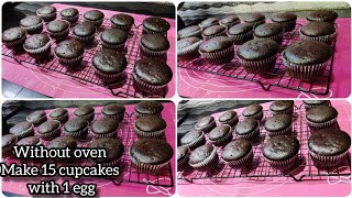 Make 15 chocolate cupcakes with one egg  without oven recipe youtube recipe [upl. by Sosthenna]