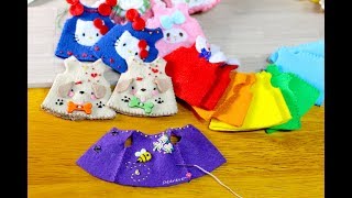 Sewing part 1 이브냥의 펠트 인형옷 만들기  자수데코 Felt embroidery doll clothes for obitsuroid [upl. by Nyrhtak]