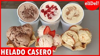 HELADOS caseros 3 INGREDIENTES en 5 MINUTOS 🍓🍫Cremosos 3 SABORES para VENDER [upl. by Bouzoun]