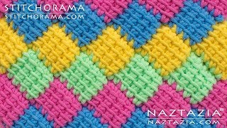 HOW to CROCHET ENTRELAC  Tunisian Interlaced Patchwork Diamonds Entrelec by Naztazia [upl. by Janerich487]