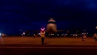 Marshalling a Cathay Pacific Boeing 747400 at Chennai [upl. by Buckels]