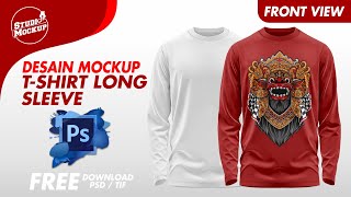 Mockup Tshirt Long Sleeve  Tangan panjang  TiffPhotoshop  Front  Free Download [upl. by Sanjiv]