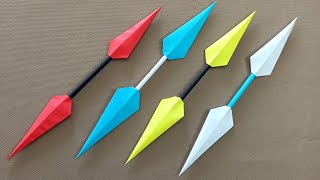 Çift Yönlü Ninja Kunai Bıçağı  Origami Naruto Kunai Bıçağı  How to make a double kunai from paper [upl. by Eirrok]