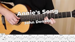 Annies Song  John Denver  Fingerstyle Guitar Cover  PlayAlong  Tab [upl. by Htir779]