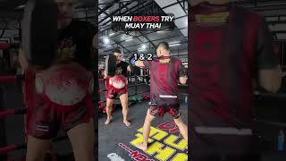 Boxer’s first Muay Thai class muaythai muaythaithailand [upl. by Ennyleuqcaj]