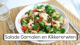 Gezond en Makkelijk Recept Salade Garnalen en Kikkererwten [upl. by Lindi927]