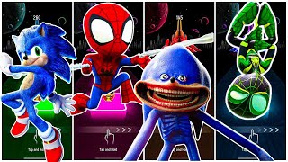 Sonic vs SpiderMan vs Spider Woman vs Mario  Tiles Hop EDM RUSH [upl. by Mariya]