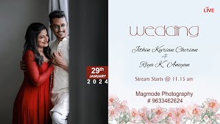 Wedding Live  Jithin Kurian Cherian with Riya K Aniyan  29 012024 [upl. by Nove]