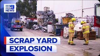 Gas cylinder explodes at industrial business site in WA  9 News Australia [upl. by Muryh460]