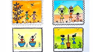 Warli painting Warli Art Drawing [upl. by Rask740]