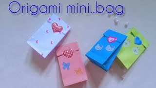 how to make origami mini bag  diy paper mini bag 🛍️ [upl. by Reinwald975]