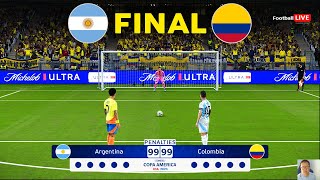 ARGENTINA vs COLOMBIA  Penales  Final Copa América 2024  Messi contra Diaz  Jugabilidad PES [upl. by Elke878]