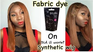 DYLON FABRIC DYE ON MY SYNTHETIC WIG  lONG BOB CUT FT ROOT PERFECT [upl. by Eahs]