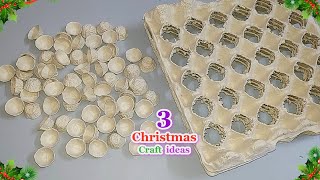 3 Amazing Christmas Decoration idea from waste Egg Tray  DIY Christmas craft idea🎄332 [upl. by Aicilegna253]