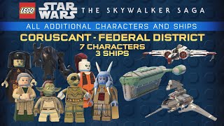 Lego SW Skywalker Saga  Coruscant Federal District All Additional Characters and Ships [upl. by Tremain346]