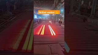 RED METAL  Skilled Worker Spins 100x40 Flat Bar in Rolling Mill rollingmill steelmill [upl. by Ronnie]