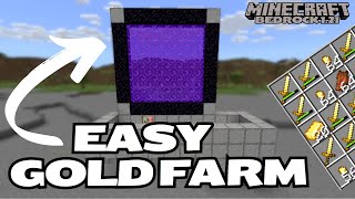 Zombie Piglin GOLD FARM TUTORIAL in Minecraft Bedrock 121  600 Gold NuggetsHour  EASY amp COMPACT [upl. by Lampert169]