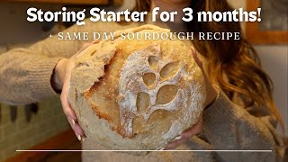 How to store SOURDOUGH STARTER amp use it to make sourdough bread Same day Sourdough Vlog [upl. by Pudendas]