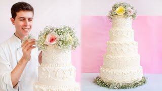 BOLO DE CASAMENTO DE 5 ANDARES FLORAL  MÉTODO LAMBETH  Tiago Mauro [upl. by Einneg]