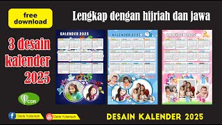 3 DESAIN KALENDER TAHUN 2025 LENGKAP DENGAN HIJRIAH DAN JAWA CORELDRAW [upl. by Gladys]