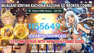 Mualani Xinyan Kachina Kazuha So Broken Combo  125 DMG Bonus with New Tech Combo Guide [upl. by Yornoc]