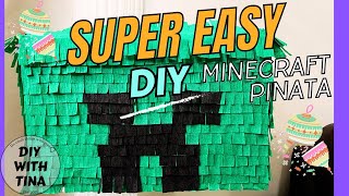 ⛏🧱 DIY Minecraft pinata super easy  DIY with cardboard box [upl. by Ahsinyar610]