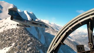 Flight of three F104G flying in the Italian Alps testing new Istrana LIPS Beta scenery WIP [upl. by Reyam]