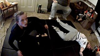 Jiu Jitsu Girl Chokes Out Guys at UFC 196 house Party Follow her instagram TheMobWife [upl. by Tory]