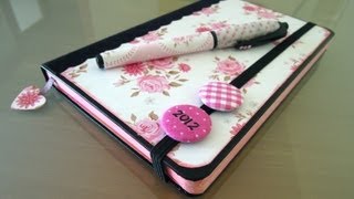 Manualidades de papel Cómo decorar una agenda Moleskine Tutorial [upl. by Ecirual]