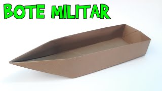 🚤como hacer barco militar de papel origami y papiroflexia facil  wilys [upl. by Ahteres]