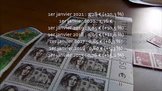 Prix des timbres au 1er janvier 2021  Timbrer devient un luxe 128 le timbre rouge  Forte Hausse [upl. by Laveen]