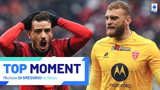 Di Gregorio produces TWO massive saves to deny Florenzi  Top Moment  MilanMonza  Serie A 202324 [upl. by Eilahs]