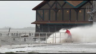 Hurricane Helene  massive storm surge from Cedar key Florida as it happened [upl. by Nelag]