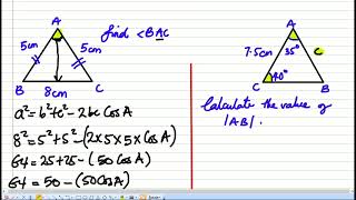 Sine and Cosine Rule Example 1 [upl. by Turoff]