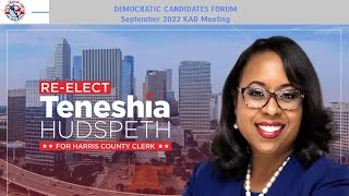 Teneshia Hudspeth Harris County Clerk running for reelection visits Kingwood Area Democrats [upl. by Mashe]