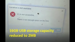 How to fix Location is not available There is not enough space on the disk USB RAW disk [upl. by Alaekim]