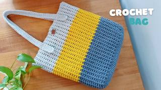 Super Easy Crochet Tote Bag  Crochet Shoulder Bag Multicolor  ViVi Berry Crochet [upl. by Onek]