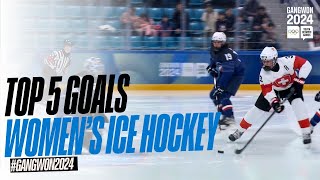 Top 5 Goals  Womens Ice Hockey Day 3  Gangwon 2024 [upl. by Tirrell]