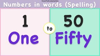 One to Fifty spelling in english  Numbers spelling 150  Learn numbers 1 to 50 in words  Count 50 [upl. by Grounds]