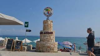 Busy Beach Town Polychrono Halkidiki Greece [upl. by Tiffa665]