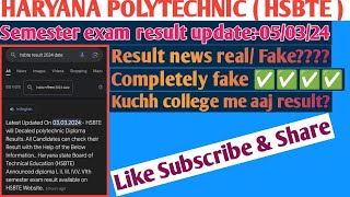 Hsbte January 2024 Result update Haryana Polytechnic Update Hsbte [upl. by Rramahs150]