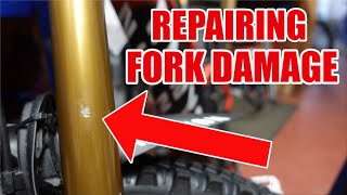 How to fix a scratched fork stanchion with 2 part epoxy the easy way [upl. by Ailb816]