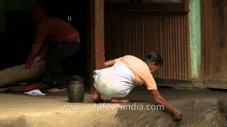 Manipuri woman cleaning house in the morning [upl. by Belamy575]