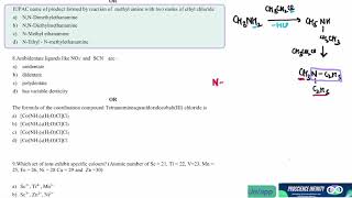 7 or IUPAC name of product formed by reaction of methyl amine  class12chemistry sample paper [upl. by Naryb431]