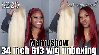 BOMB 613 WIG  MAMUSHOW HAIR ALIEXPRESS  13x6 34 Inch 180 density 613 WIG UNBOXING amp REVIEW [upl. by Milli611]