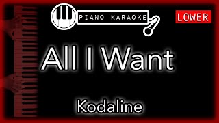 All I Want LOWER 3  Kodaline  Piano Karaoke Instrumental [upl. by Ahsram]